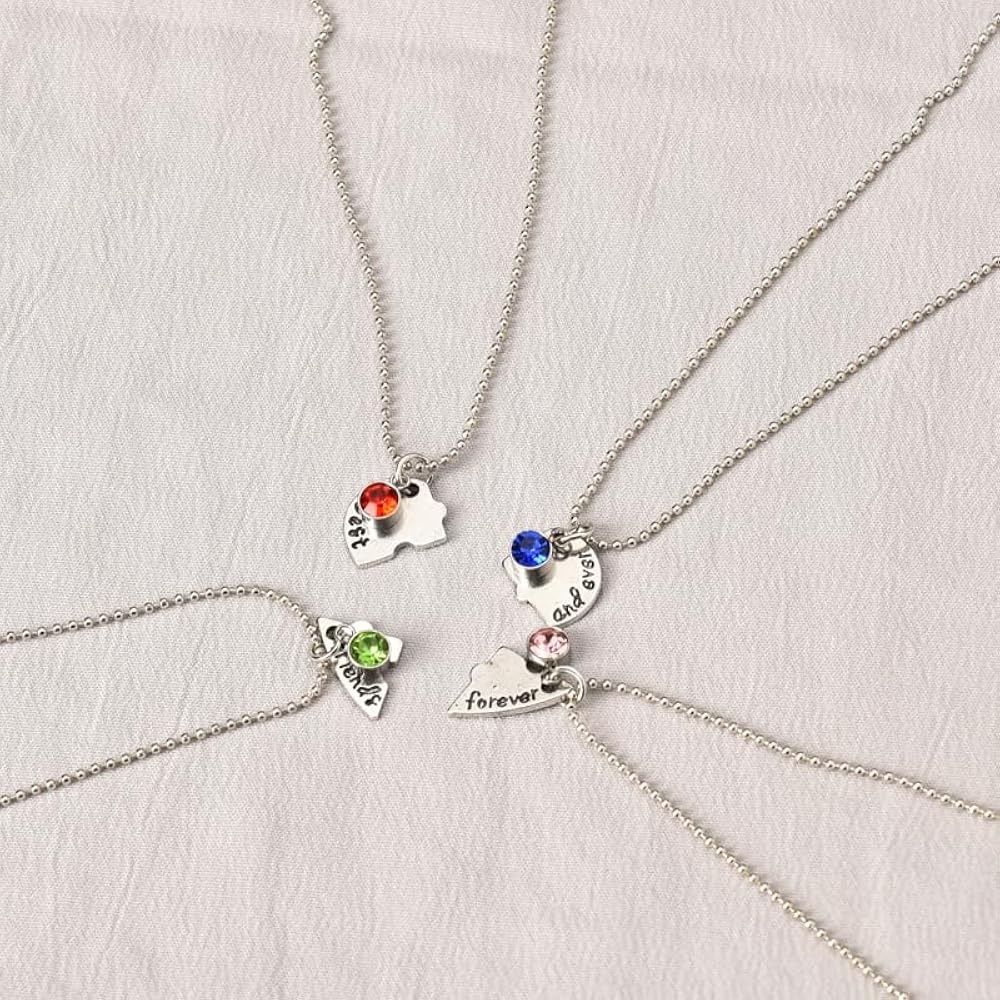 Four-Piece Friendship Necklace Set with Puzzle-Piece Pendants